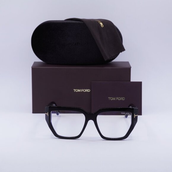 Tom Ford FT5951-B 001 Square Eyeglasses 54mm - Shiny Black/Blue Light block - Picture 3 of 9